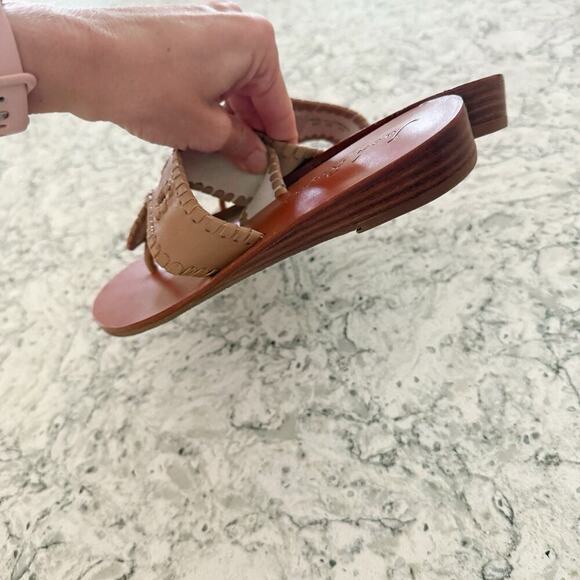 Jack Rogers Sandals Women’s Size 6 Leather Tan Camel Wedge Flip Flop EUC - Picture 5 of 12